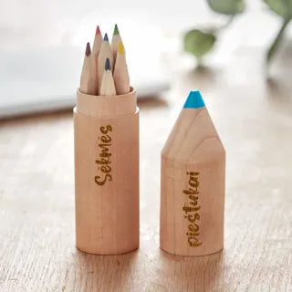 6 pieštukų rinkinys medinėje dėžutėje "Sėkmės pieštukai"