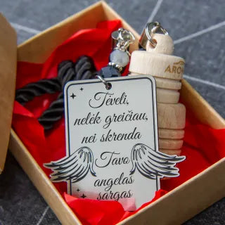 Automobilio kvapukas "Tėveli, nelėk greičiau, nei skrenda Tavo angelas sargas"