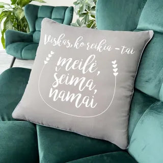 Decorative cushion "Love, family and home"