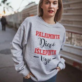 Džemperis "Palaiminta Dievo, išlepinta vyro" (be kapišono)