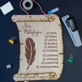 Graviruota medinė lentelė "Geriausias mokytojas"