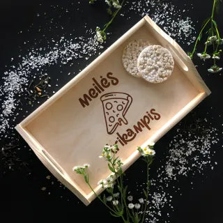 Wooden breakfast tray "Love triangle"