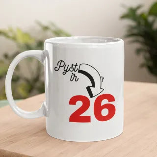 Puodelis "Pyst ir gimtadienis" su Jūsų pasirinktais metais