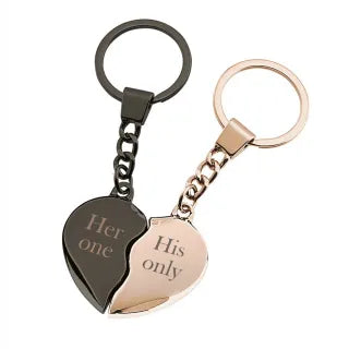 Colorful key chain for a couple "Her one and His only"