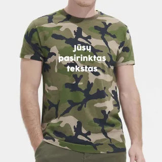 Kamufliažiniai marškinėliai su Jūsų pasirinktu tekstu