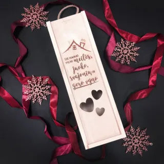 Wooden bottle box "Home full of love"