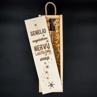 Medinė butelio dėžė "Senelio nervams"